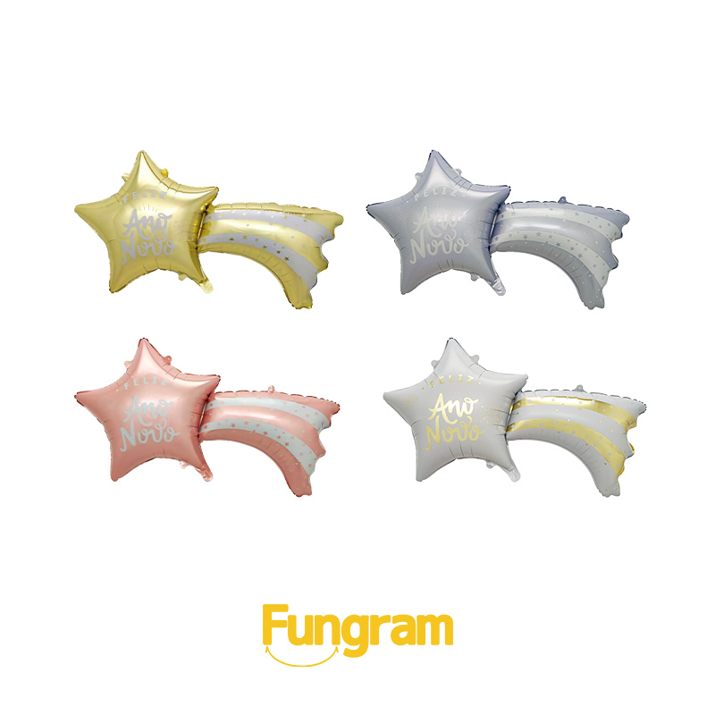 Spanish New Year Star and Rainbow Foil Balloons